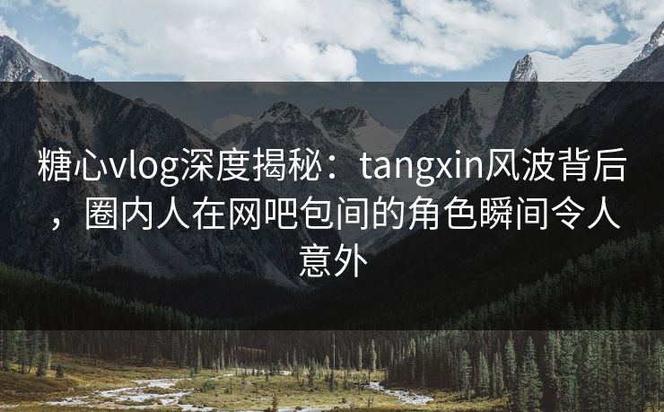 糖心vlog深度揭秘：tangxin风波背后，圈内人在网吧包间的角色瞬间令人意外