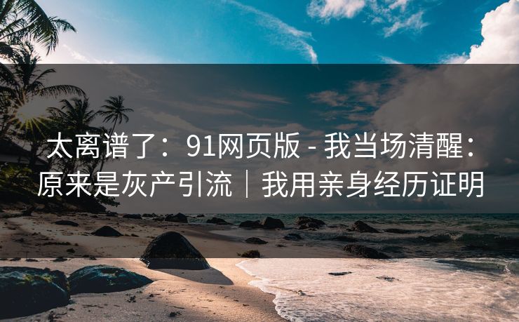 太离谱了：91网页版 - 我当场清醒：原来是灰产引流｜我用亲身经历证明